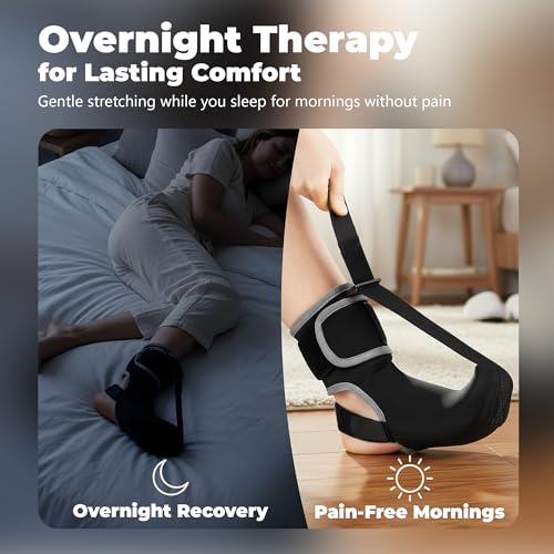 Plantar Fasciitis Night Splint Sock - Adjustable Planter Facetious Relief Brace for Women Men,Soft Plantar Fascia Boot for Sleeping,Support Relief Foot Drop Achilles Tendonitis Relief Day Night Black 1