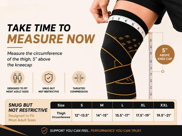 CopperJoint Adjustable Knee Sleeve with Straps Women & Men, Single, Medium w/Strap (Single)
