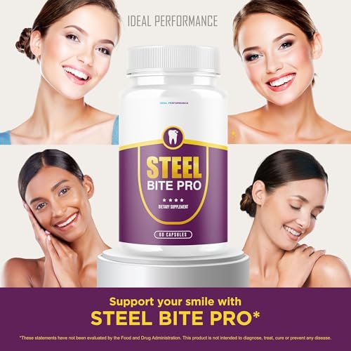 IDEAL PERFORMANCE (3 Pack) Steel Bite Pro Teeth Supplement for Teeth and Gum Repair Dental (180 Capsules)