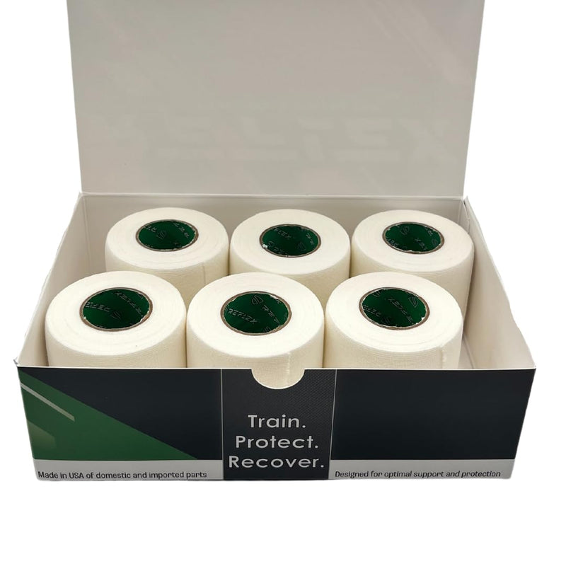 Shield Cleat Spatting Tape | Stretch Athletic Tape, Ankle Tape, Tear by Hand, Made in USA, Thin, Flexible, Elastic Sports, Spatting, Football, 6 Pack 2 Inch Arctic White - BeesActive Australia