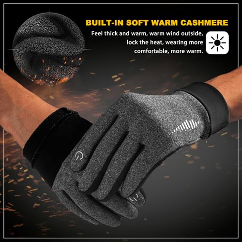 SIMARI Winter Gloves for Women Men - Cold Weather Thermal Touch Screen Ski Snow Glove Liners, Non-Slip Palm & Warm Fleece Lined, for Running Cycling Driving Hiking Walking Sports Outdoor Texting Work Grey X-Large