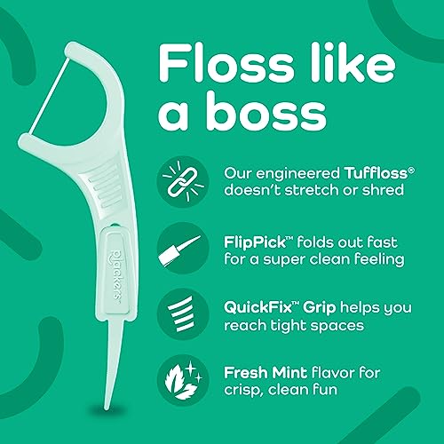 Plackers Micro Mint Dental Flossers, Fold-Out Toothpick, Super Tuffloss, 150 Count (Pack of 4) & Micro Mint Dental Floss Picks with Travel Case, 12 Count (Color May Vary)