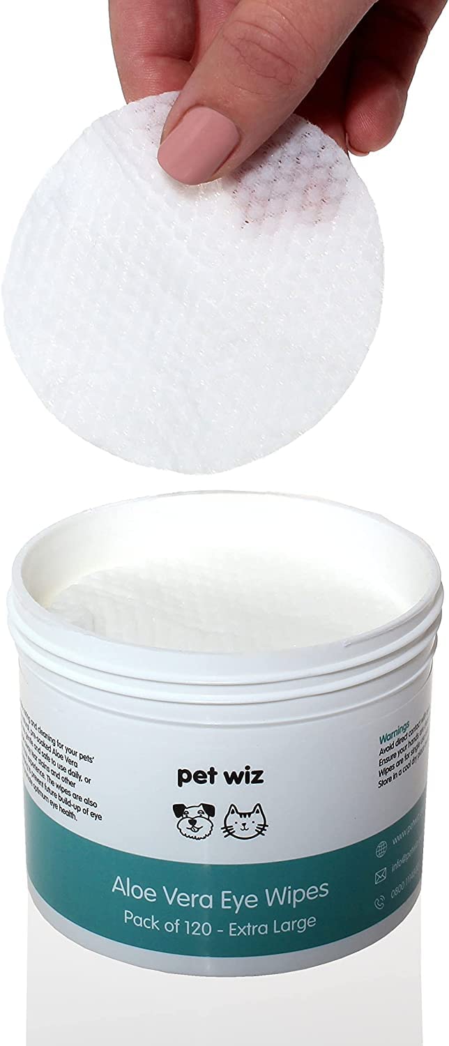 pet wiz Vet Approved | 240 Extra Large Natural Eye Wipes | Gentle & Soothing 2 Tubs (240 Wipes)