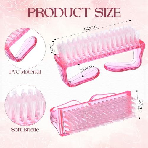 EBOOT 4 Pcs Nail Brush for Scrubbing 3x1.5 x1'', Pink,Clear,Orange,Purple