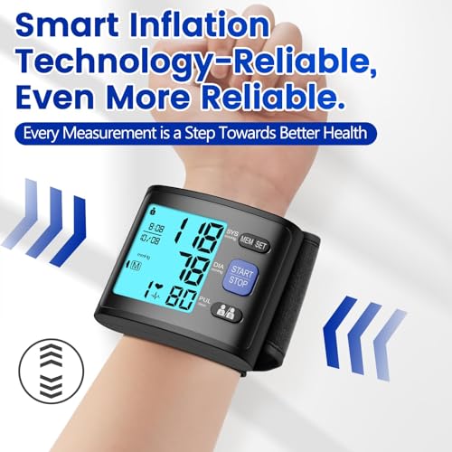 GUAEVER Wrist Blood Pressure Monitor with Backlit LCD Display, FDA Cleared
