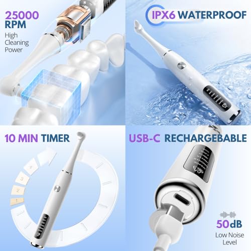 Electric Tooth Polisher with 6 Brush Heads Teeth Cleaning Tools