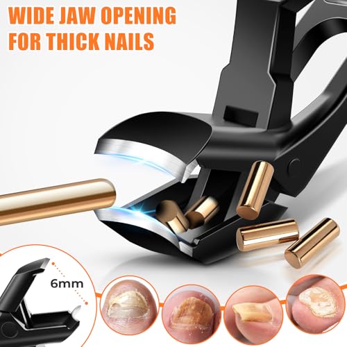 Toenail Clippers for Seniors Thick Toenails, 2026 Large Angled Nail Clippers for Men Thick Nails with Catcher, Heavy Duty Nail Cutter Long Handle Sharp Fingernail Clipper Gifts for Men Women Adults Black Angled Head Nail Clippers