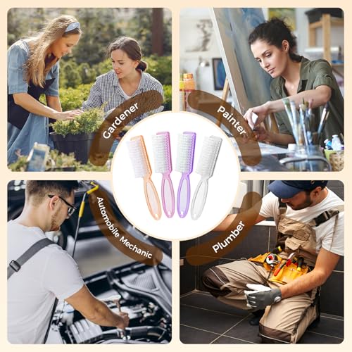 Nail Brush for Cleaning Fingernails, Larbois 4 Pack Deep Cleaning Fingernail Brush for Cleaning Nail Scrubber Brush Heavy Duty Foot Brush Handle Grip Nail Brushes for Toes and Fingernails Color-0