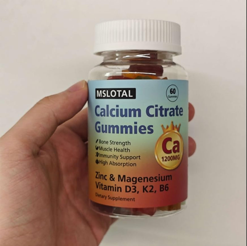 Calcium Citrate Gummies, Calcium 1200mg with Vitamin D3, B6, B12, Magnesium Zinc Calcium Supplements for Women and Men, Support Bone & Muscle Health, 120 Chews Mixed Fruit