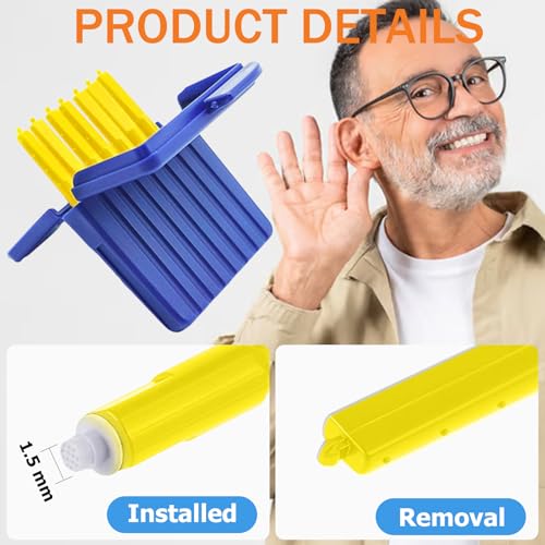 (80-Pcs) Starkey Hear Clear Hearing Aids Wax Guards Filters.Starkey Hearing Aid Supplies Cleaning Kit Accessories,Ear Replacement Parts Cleaning Tool(10 Pack) 10 Packs/80 Filters Yellow