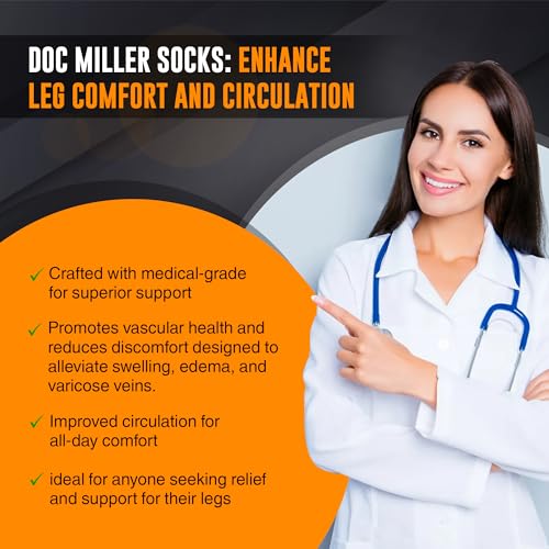 Doc Miller Thigh High Compression Socks 20-30mmHg X-Large (1 Pair) Black