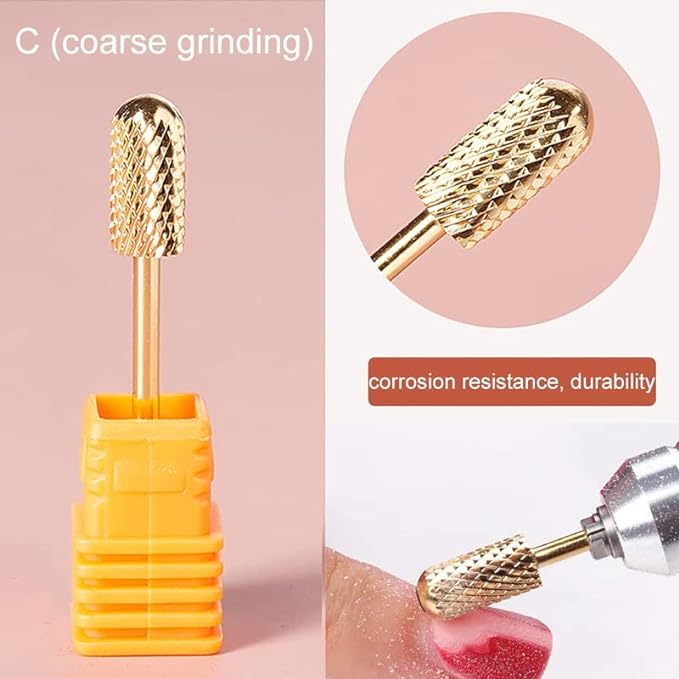 Yyiingkku Nail Art Drill Bit for Nail Machine, 3 Sizes F(Fine Grinding), C (Coarse Grinding), Medium Finish, Grinding Nail, Polishing Head, Nail Machine Attachment, Perfect for Removing Acrylic and Thick Hard Gels, Practical - BeesActive Australia