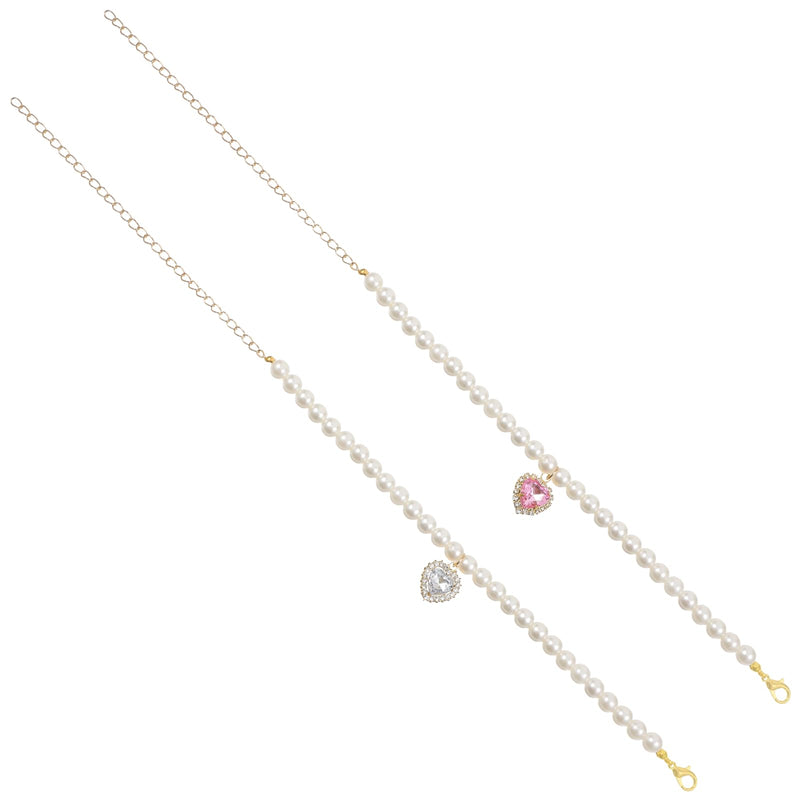 2 Pcs Cat Dog Pearl Collar Acrylic Rhinestone Cute Dog Necklace Adjustable Bling Small Cat Chain Collar Princess Style Pet Wedding Party Jewelry Charms for Kitten Puppy Outfits Accessories - BeesActive Australia