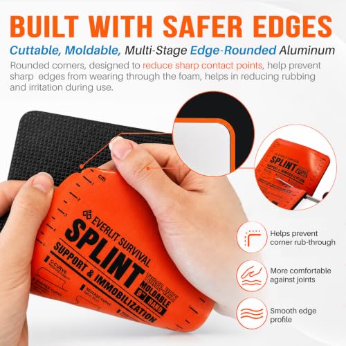 EVERLIT CARE Splint Kit | 4-Size Moldable Splints, Finger Brace & First Aid
