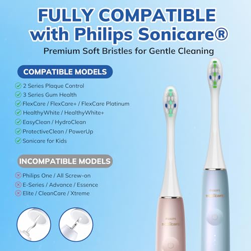 Replacement Toothbrush Heads for Philips Sonicare Replacement Heads, Electric Replacement Brush Head Compatible with Phillips Sonicare Electric Toothbrushes, 16 Pack Black&White 16p Black&white