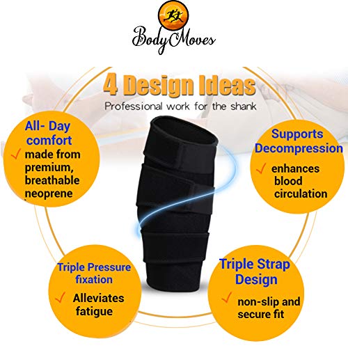 BodyMoves Adjustable Calf Compression Sleeve – Shin Splint Relief Brace with Velcro Wrap, Calf Support Sleeve for Men & Women