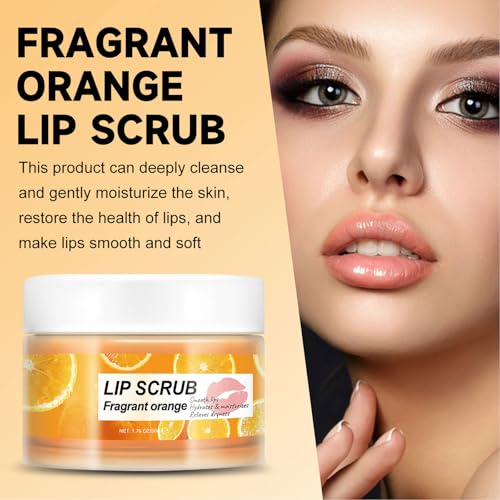 Lip Scrub Fragrant Orange - Lip Scrub Enriched with Jojoba Oil Peg-8 Esters and Collagen for Exfoliating and Moisturizing Lip,Restore the Health of Lips,Smooth and Soft