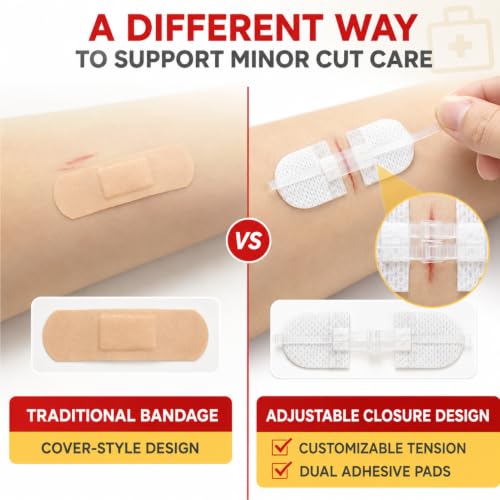 Emergency Wound Closures Adhesive Bandages, Zip Stitch Stickers for Camping, Survival & Household Gear, 3 Pcs (70 * 22mm, White) 70*22mm