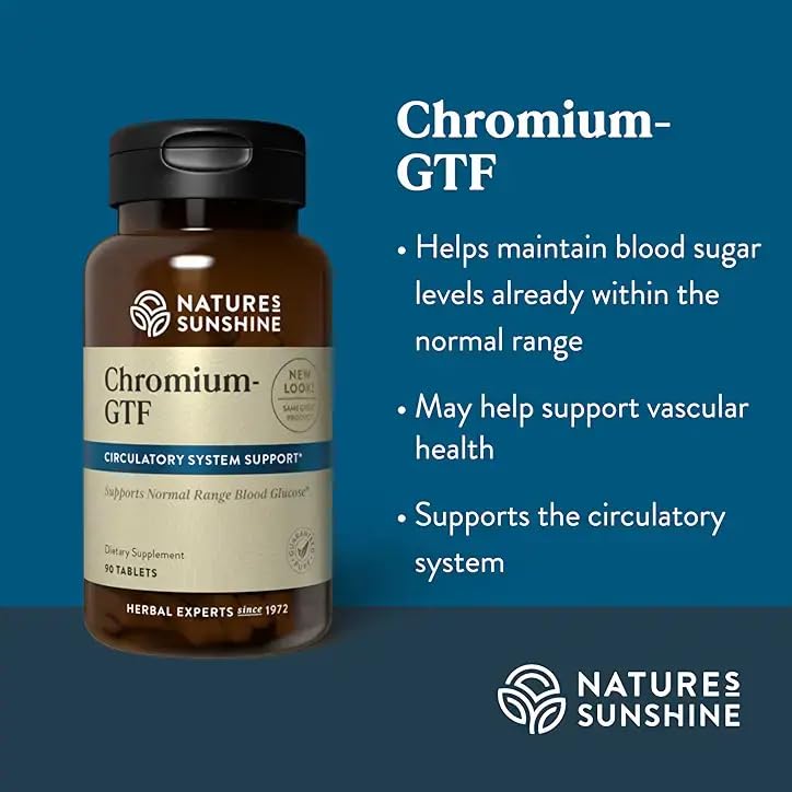 Nature's Sunshine Chromium GTF, 300MCG, 90 Tablets | Chromium Promotes Blood Sugar and Blood Fat Levels Already in the Normal Range and Helps Transport Glucose into Cells - BeesActive Australia