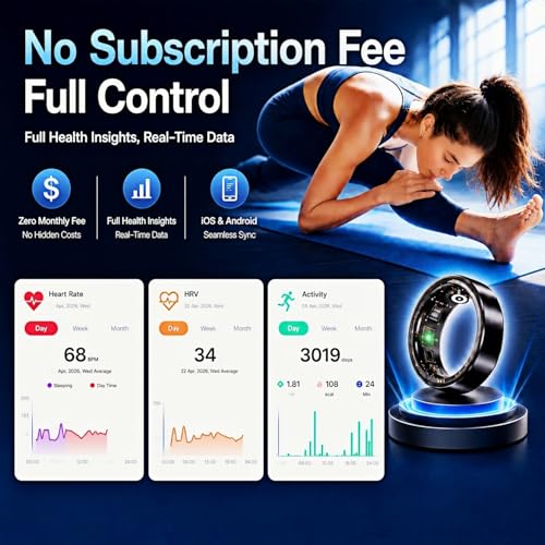 Smart Ring for Women Men, Fitness Ring without Subscription, Gold,7 7