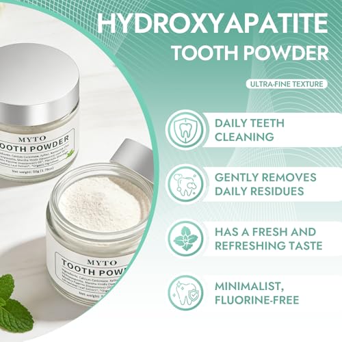 MYTO Tooth Powder, Peppermint Hydroxyapatite, Fluoride Free, 1.76 oz