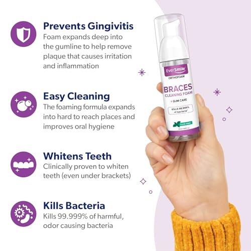 EverSmile Braces Care Bundle for Kids: OrthoFoam (50ml) + TrayBrush U-Shaped Toothbrush – Deeply Cleans All Your Teeth & Gums at Once, Even Under Metal & Ceramic Braces, Brackets & Wires Child