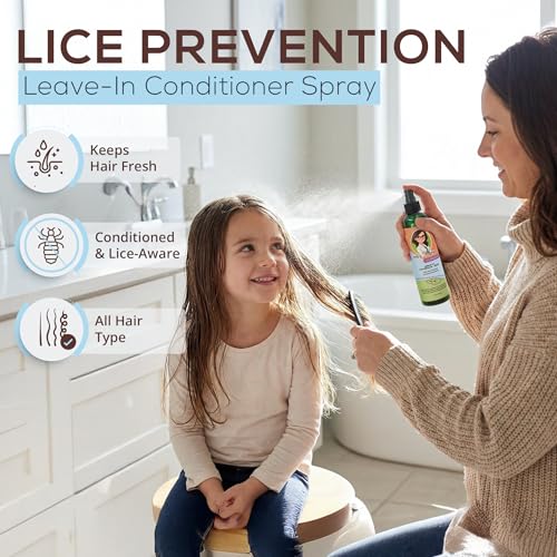 Lice Prevention Leave-In Conditioner Spray for Kids – Natural Daily Detangler with Plant Oils & Extracts – Gentle, Non-Greasy Formula for Shiny, Soft Hair – 8 oz