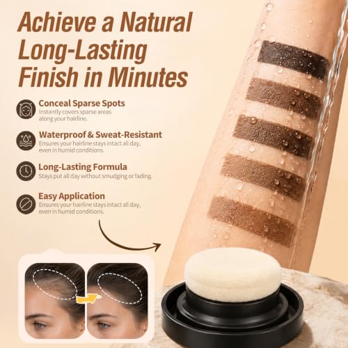 Sevich Hairline Powder 10g 2-Pack with Brush, Instantly Conceals Hair Loss & Thinning, 48H Waterproof Root Touch Up Powder, Natural Hair Shadow Toppers for Women & Men, 2 Box = 5 Boxes,Brown Brown 0.71 Ounce (Pack of 1)