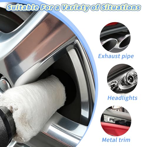 6PCS Buffing Wheels for Drill,Non-Woven & Cotton Wheel Polishing Kit for Drill 1/4" Secure Hex Shank,Wheel Shaped Polishing Tool for Metal Aluminum,Stainless Steel,Chrome,Jewelry,Wood,Plastic 12PCS