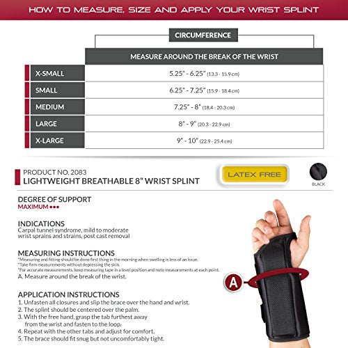 OTC Wrist Splint, Adult Support Brace, X-Large, 8 Inch (Left Hand) (Pack of 2)