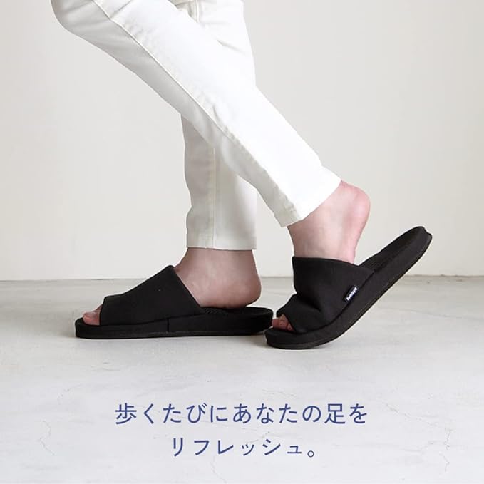 Alphax Health Slippers, Foot Pole, Mega Pressed Plump, Guigui Type, Black, L Size, 9.8 - 10.6 inches (25.0 - 27.0 cm) -  Australia