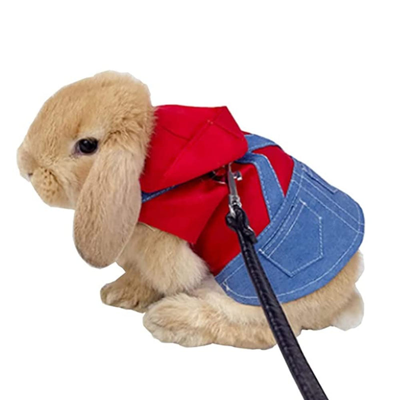 2 PCS Rabbit Harness and Leash Small Animals Clothes Hooded Outfit for Bunny Guinea Pig Harness Small Pet Hoodies for Kitten Tiny Puppy Adult Hedgehog and Other Small Breeds (A, Large) A - BeesActive Australia