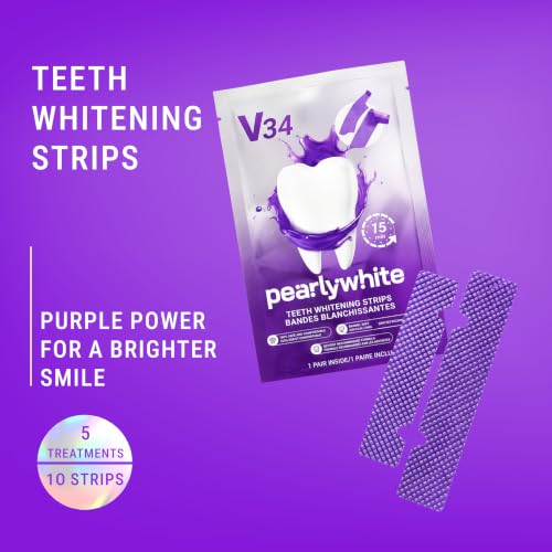 V34 Purple Teeth Whitening Strips, 20 Treatments, 40 Count 10 Count (Pack of 4)