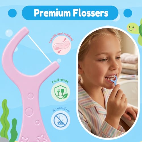 Individually Wrapped Floss for Kids 3 Colors Bulk Kids Flossers Baby Floss Toddler Flossers Cute Animal Shapes Helps Prevent Tooth Decay & Gum Diseas for Family Travel Picnics (1000) 1000