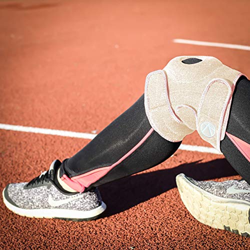 Plus Size Knee Brace and Knee Strap Bundle: 1 Adjustable Knee Brace (Nude) and Pair of Patella Knee Strap (Nude)