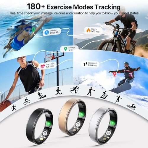 Smart Ring for Women & Men, Health Fitness Tracker Ring Silver 13#