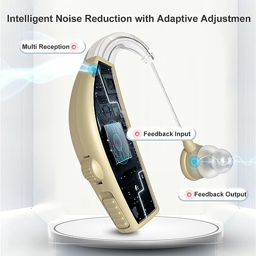 Severe Hearing Loss Hearing Amplifier,Portable Noise Cancelling Hearing Aids for Seniors Rechargeable,Physical Adjustment Buttons,Up to 30 Hours