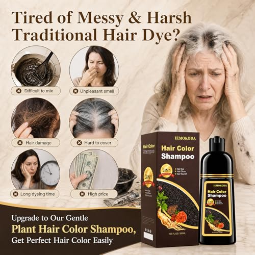Callmynm Dark Brown Hair Dye Shampoo, 100% Gray Coverage Hair Color Shampoo
