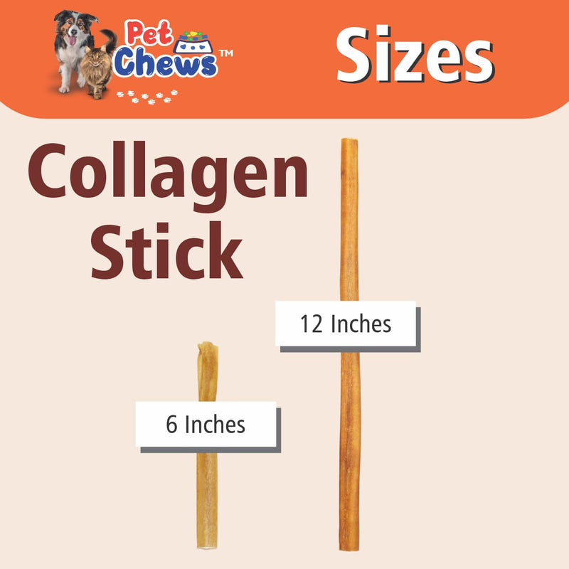 12" Beef Collagen Sticks 10pk - Odor-Free Long Lasting Dog Chews - 100% Natural Rawhide-Free & Dye-Free - No Stain Carpets - Joint Support for Medium & Large Dogs - Healthy Treats.