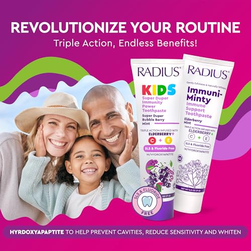 Radius Kids Super Duper Immunity Power Toothpaste 2.5 Oz - Super Duper Bubble Berry Mint - Pack of 3 2.5 Ounce (Pack of 3)