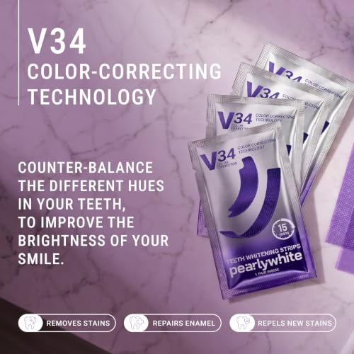 V34 Purple Teeth Whitening Strips, 20 Treatments, 40 Count 10 Count (Pack of 4)