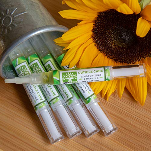 justneem Neem Cuticle Care Pen - Sunflower & Coconut Oil, Vitamin E - Strengthens Nails, Hydrates Cuticles - Double End Tool - 0.07oz