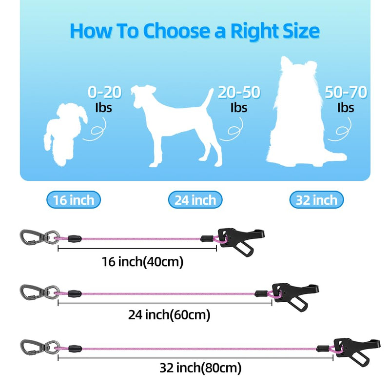 Dog Seat Belt 3-in-1 Dog seat Belt Harness for car,Chew Proof Dog Leash for Car Use,Dog Seatbelt,Steel Rope Dog car seat Belts with Clip Hook Latch & Buckle (Purple, 24 inch/60 CM) Purple - BeesActive Australia