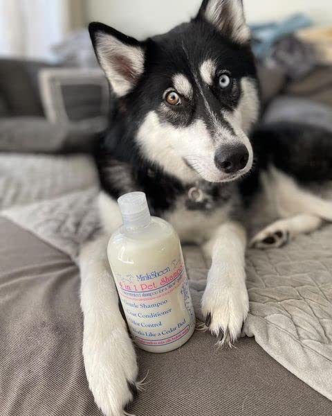 Minksheen Dog Grooming Shampoo and Conditioner, concentrated 16 oz, Makes up to one GALLON ready to use shampoo, natural Itch relief for pets, PH Balanced, works like a cedar bed, Made in USA - BeesActive Australia