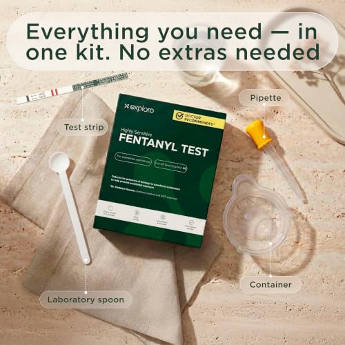 Exploro Fentanyl Test Strips for Powder, Harm Reduction Kit, 15 Pack 15 Count (Pack of 1)