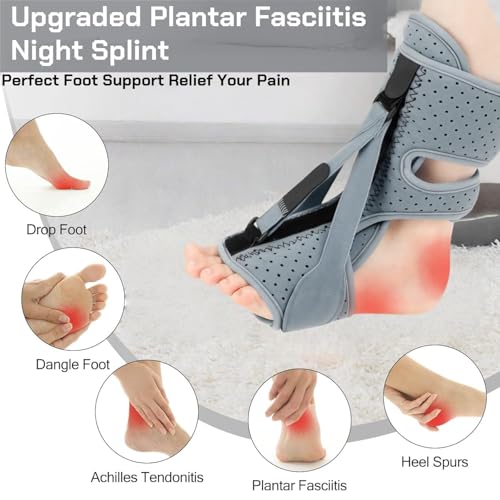 Plantar Fasciitis Night Splint-Upgrade 3 Adjustable Plantar Fasciitis Brace Gray