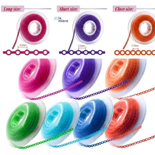 10 Rolls Orthodontic Braces Rubber Chains, Braces Power Chains consisted force in closed, short, long filaments chain in 15''spools (closed, 0.113’’(2.5mm) Mix colors closed, 0.113’’(2.5mm)