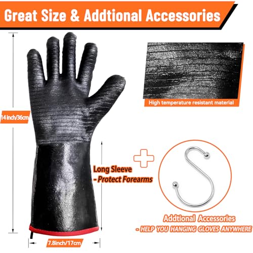 BBQ Grilling Gloves, 1472°F Thicken Thermal Gloves w/S-Hook