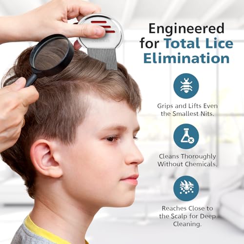 Ultimate Lice Comb | Professional Stainless Steel Comb for Effective Head Lice Treatment in Kids & Adults | Get Rid of Hair Lice and Nits in Thick or Fine Hair | Pack of 1