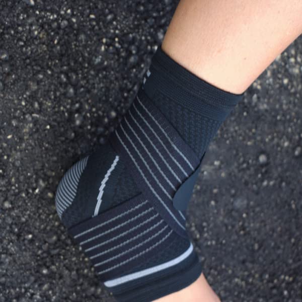 Ankle Brace Support Stabilizer – Compression Sleeve, Adjustable – Great for Running, Tennis, Sprains, Volleyball S/M Black